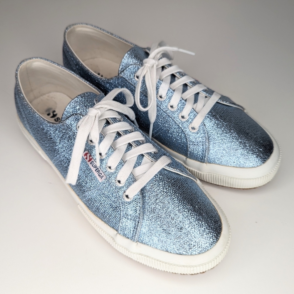 Superga Blue Qatar Metallic Low Top Sneakers women's size 10